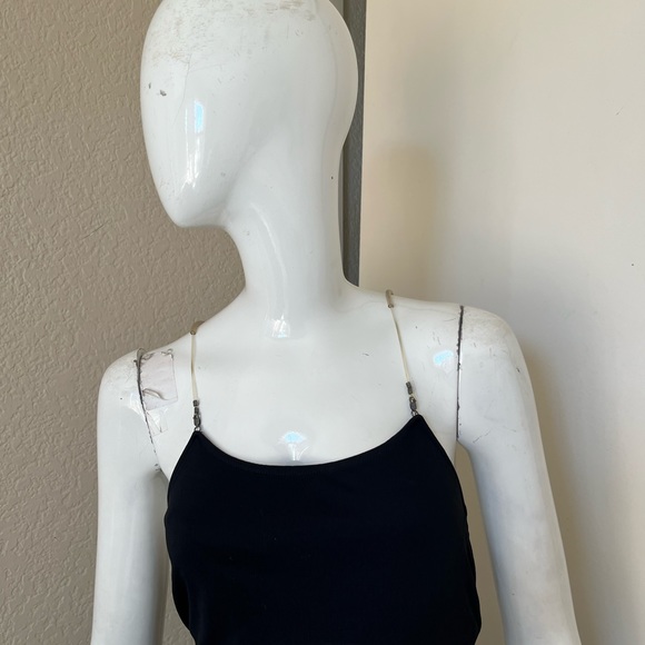 CHEAP AND CHIC MOSCHINO VINTAGE! Black Jersey Maxi Dress w/ Tubing Straps Sz 6 - Picture 4 of 8